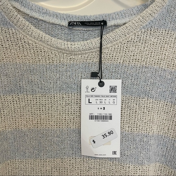 NWT Zara Striped Rustic Sweater - Picture 5 of 6